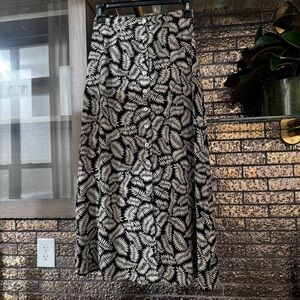 Vintage Ann Taylor Black and White Silk Fern A-Line Skirt